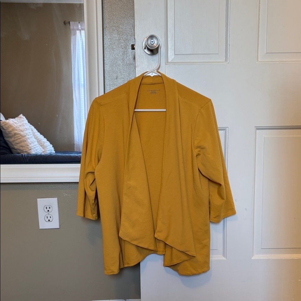 Charter Club Open Front Mustard Cardigan Sweater